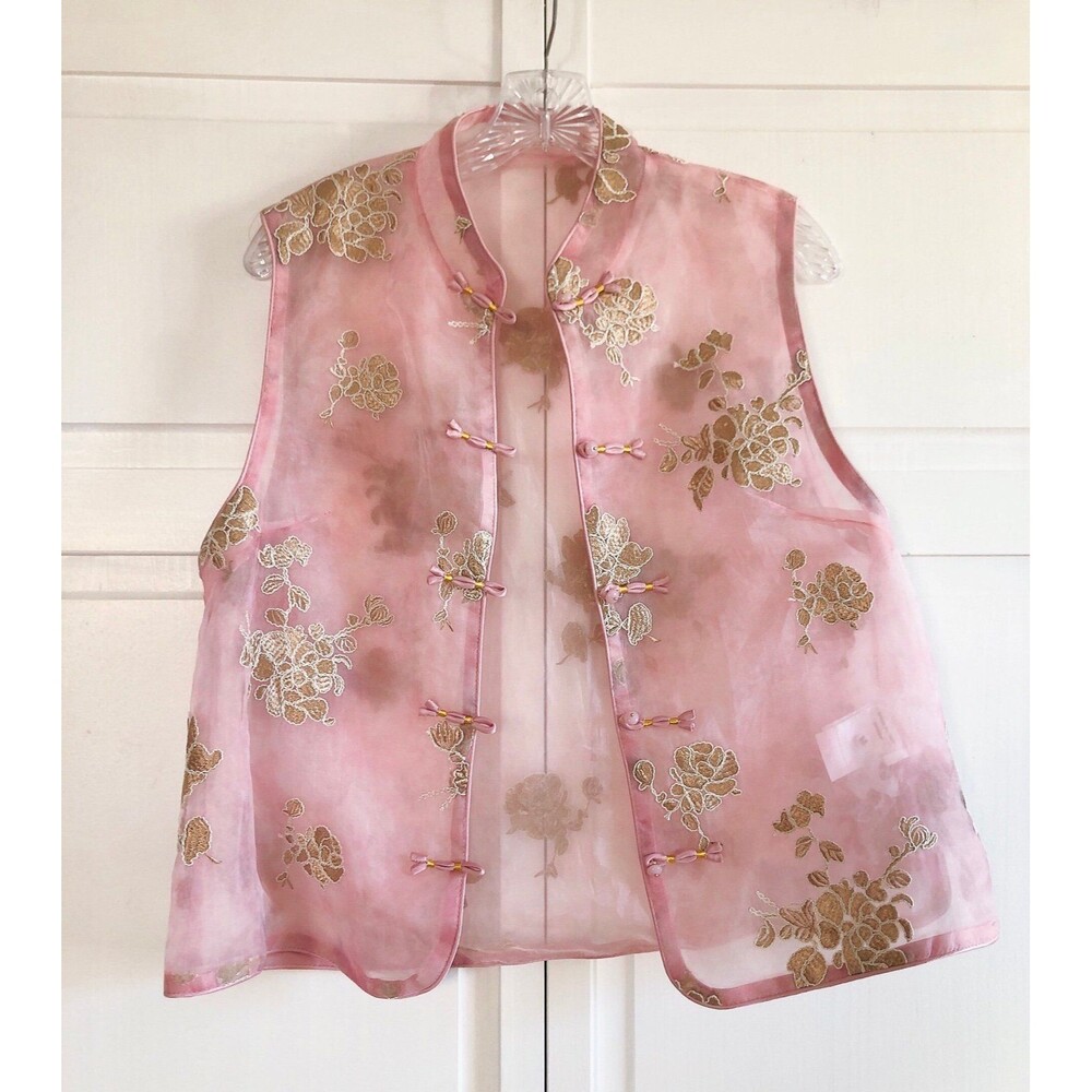 Pink Embroidered Vest, Women Size S